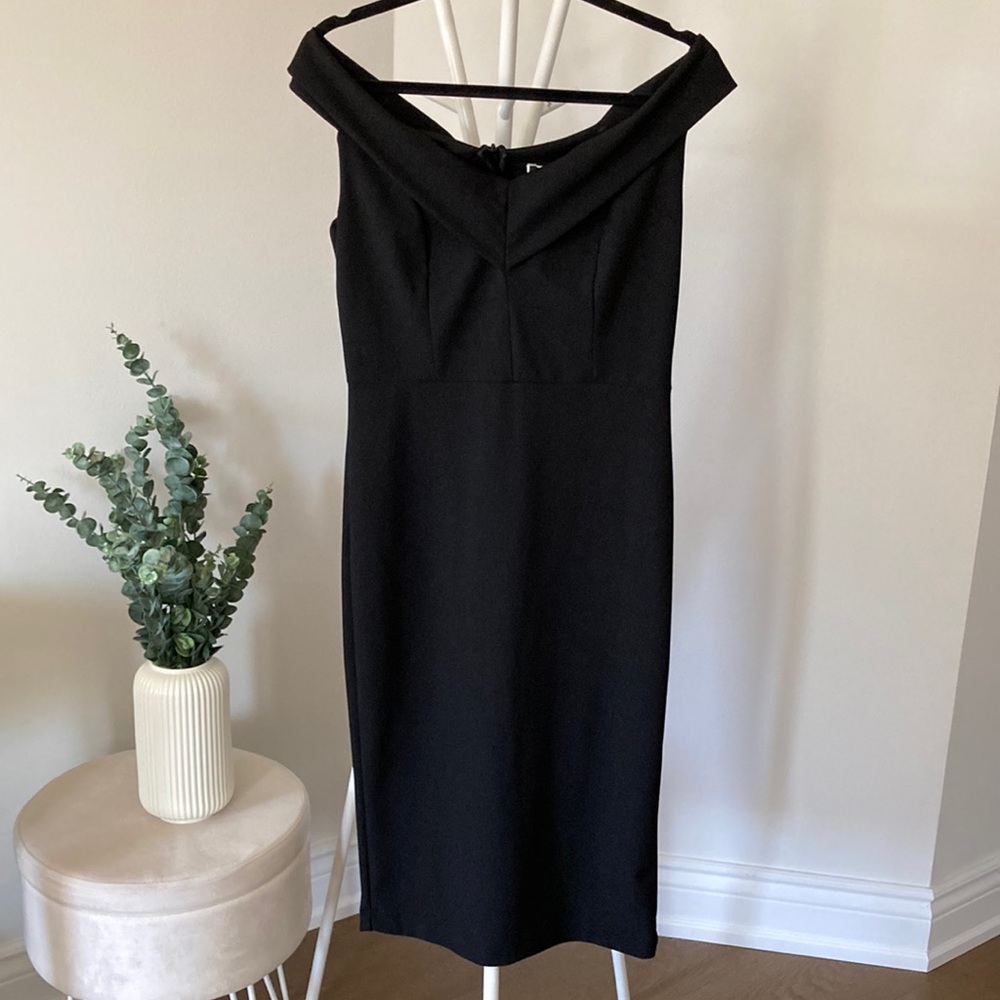 Black off shoulder dress from Melanie Lyne